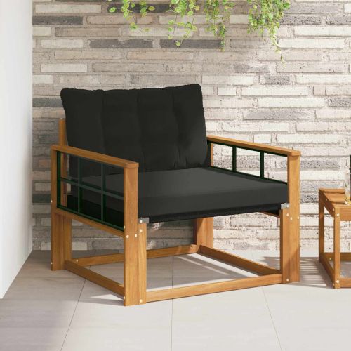 Комплект дивани за открито Солидно акациево дърво и текстилена