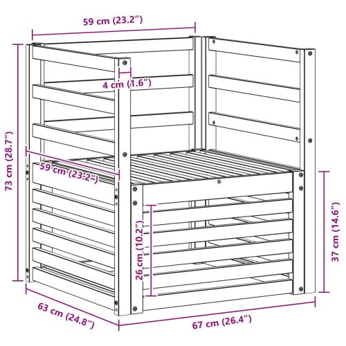Комплект дивани за открито Естествен 67 x 63 x 73 см