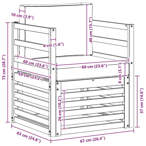 Комплект дивани за открито Естествен 67 x 63 x 73 см