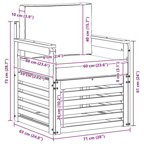 Комплект дивани за открито Естествен 71 x 63 x 73 см