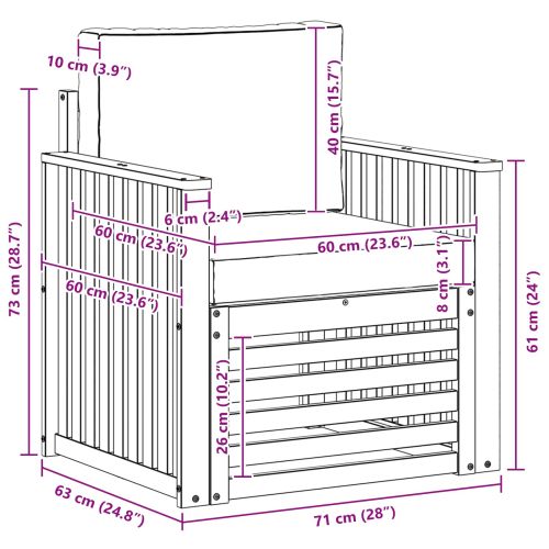 Комплект дивани за открито Естествен 71 x 63 x 73 см