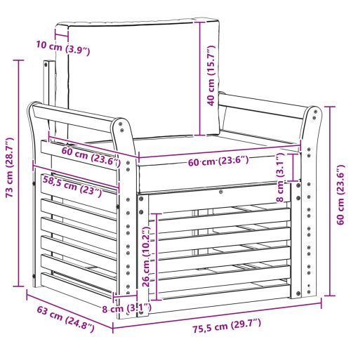Комплект дивани за открито Естествен 75,5 x 63 x 73 см