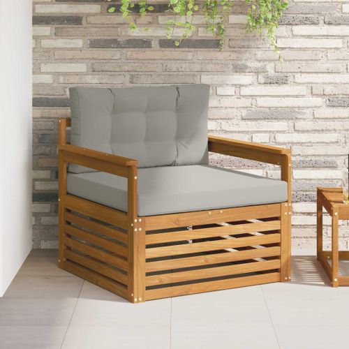 Комплект дивани за открито Солидно акациево дърво и полиестер