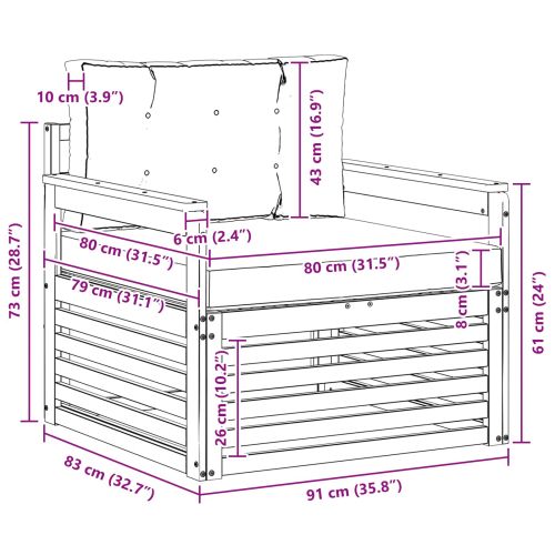 Външен диван Солидно акациево дърво и полиестер