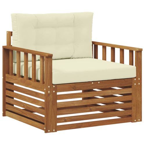 Комплект дивани за открито Солидно акациево дърво и полиестер