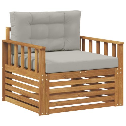 Комплект дивани за открито Солидно акациево дърво и полиестер