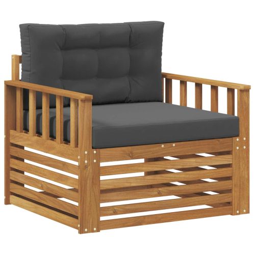 Комплект дивани за открито Солидно акациево дърво и полиестер