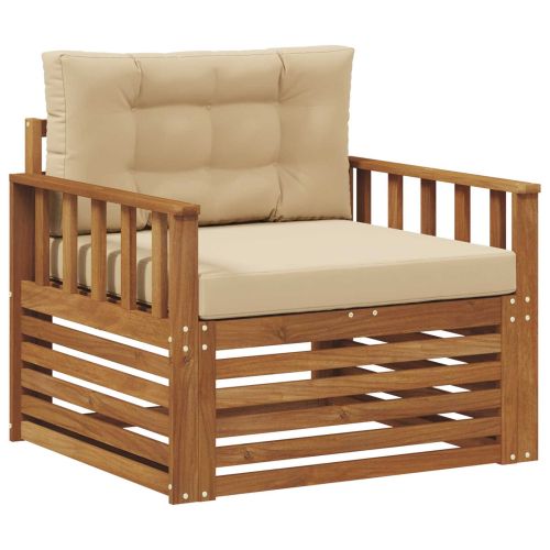 Комплект дивани за открито Солидно акациево дърво и полиестер