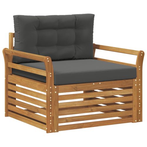 Комплект дивани за открито Солидно акациево дърво и полиестер