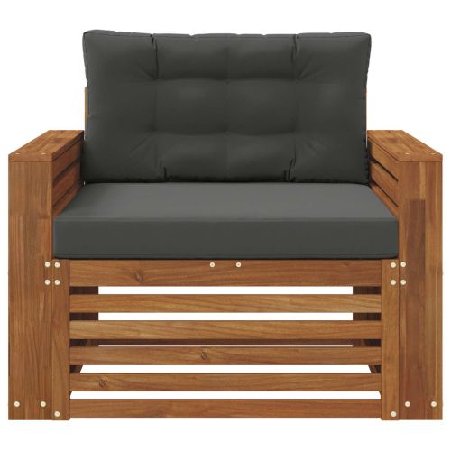 Комплект дивани за открито Солидно акациево дърво и полиестер