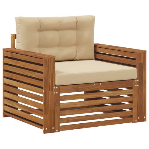 Комплект дивани за открито Солидно акациево дърво и полиестер