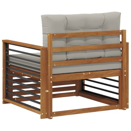 Комплект дивани за открито Солидно акациево дърво и полиестер