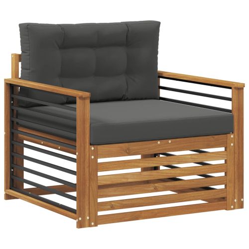 Комплект дивани за открито Солидно акациево дърво и полиестер