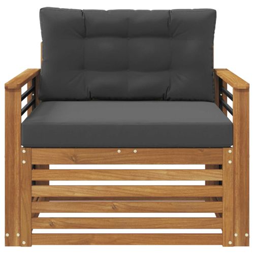 Комплект дивани за открито Солидно акациево дърво и полиестер