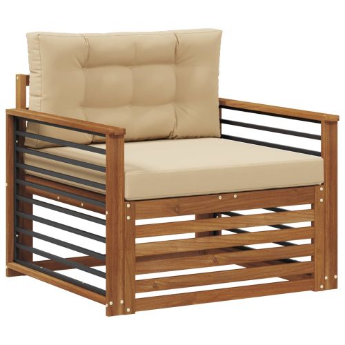 Комплект дивани за открито Солидно акациево дърво и полиестер