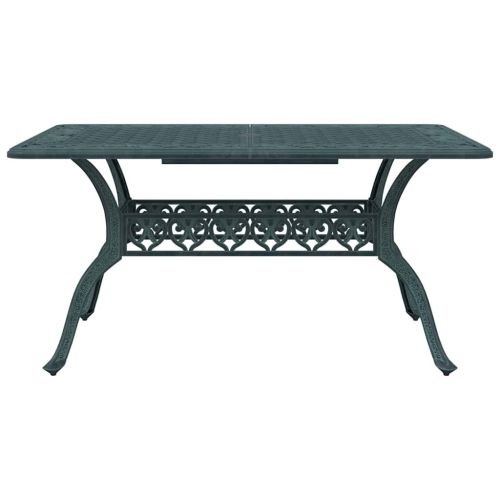Градинска маса, зелена, 150x90x72 см, лят алуминий