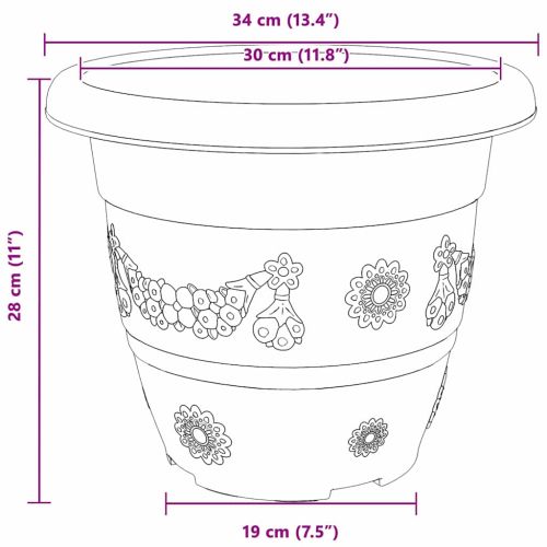 Кръгла саксия за цветя 6 pcs Червено тухла Ø 26 x 21.5 см