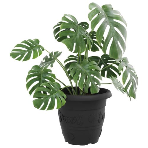 Кръгла саксия за цветя 6 pcs Черно Ø 26 x 21.5 см Пластмаса