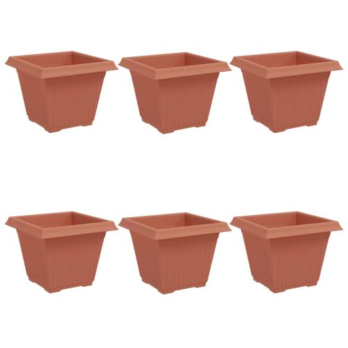 Квадратна цветна саксия 6 pcs Червено тухла 38 x 38 x 30 см