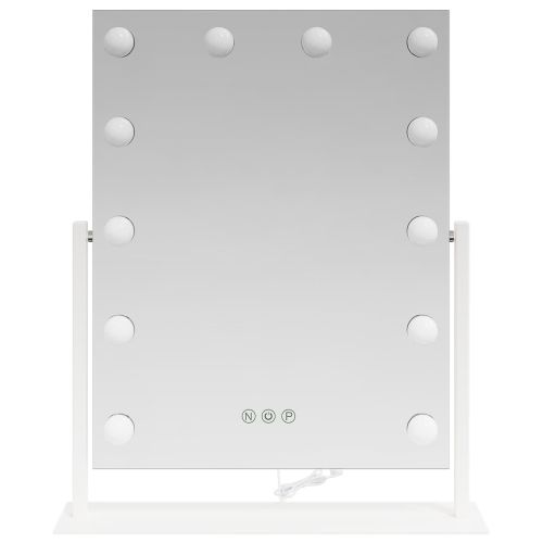 LED огледало за гримиране Бял 44 x 10 x 53 см Стъкло и стомана