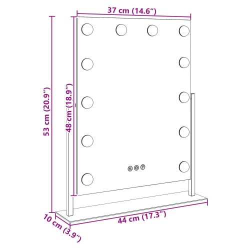 LED огледало за гримиране Бял 44 x 10 x 53 см Стъкло и стомана