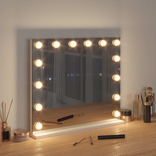 LED огледало за гримиране Бял 50 x 10 x 44 см Стъкло и стомана