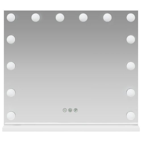 LED огледало за гримиране Бял 50 x 10 x 44 см Стъкло и стомана