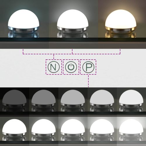 LED огледало за гримиране Бял 50 x 10 x 44 см Стъкло и стомана