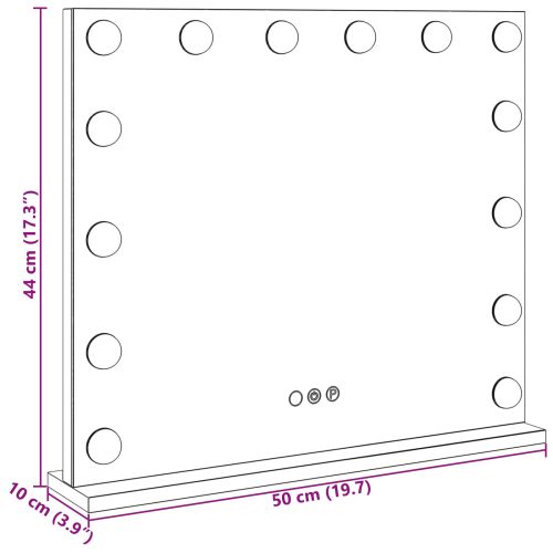 LED огледало за гримиране Бял 50 x 10 x 44 см Стъкло и стомана