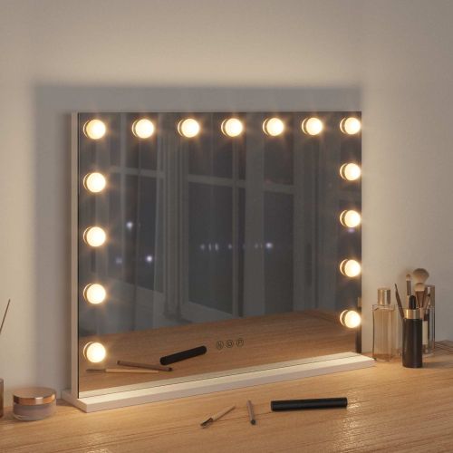 LED огледало за гримиране Бял 58 x 10 x 47 см Стъкло и стомана