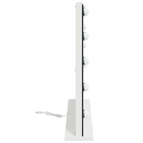 LED огледало за гримиране Бял 58 x 10 x 47 см Стъкло и стомана