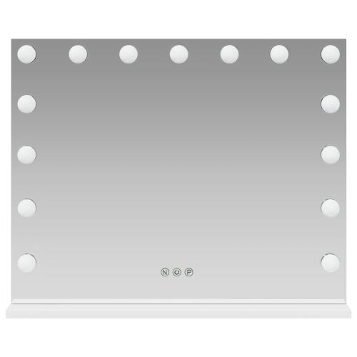 LED огледало за гримиране Бял 58 x 10 x 47 см Стъкло и стомана