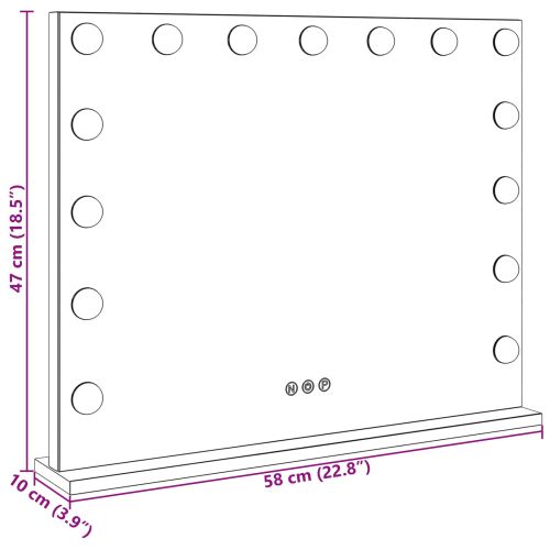 LED огледало за гримиране Бял 58 x 10 x 47 см Стъкло и стомана
