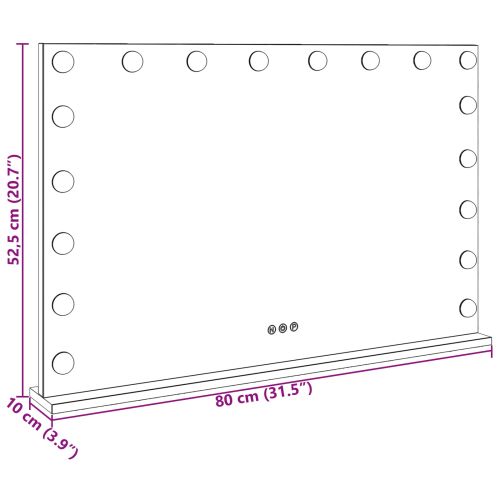 LED огледало за гримиране Бял 80 x 10 x 52,5 см
