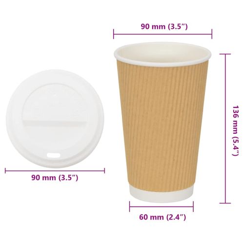хартиени чаши за кафе с капачки 1000 бр. 16oz 400ml