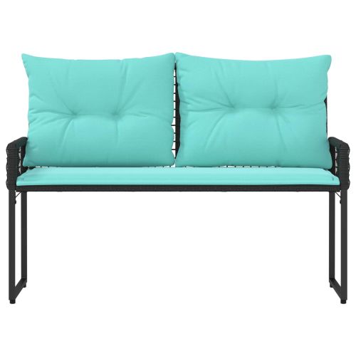 Външна пейка Черен и Туркоаз 118 x 55 x 82 см PE ратан и плат