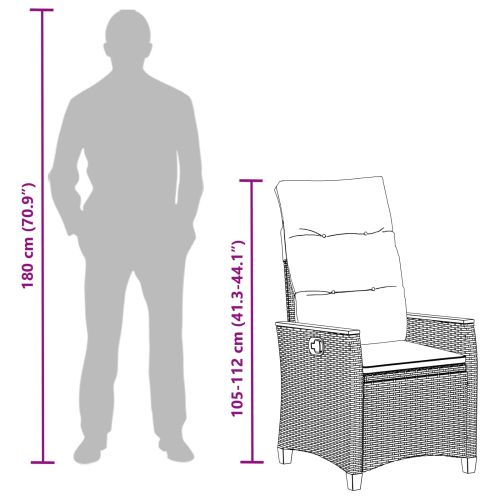 Лежанка за градина Черен и кремав 64 x 57,5 x 112 см полиратан