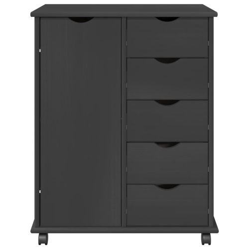 Плъзгащ кабинет с колело Сив 63,5 x 39 x 79 см Солиден бор