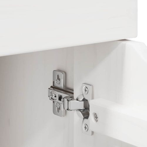 Плъзгащ кабинет с колело Бяло 63,5 x 39 x 65,5 см Солиден бор