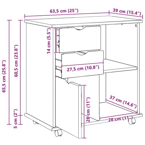 Плъзгащ кабинет 63,5 x 39 x 65,5 см Солиден бор Меден кафяв