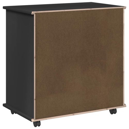 Плъзгащ кабинет с колело Черно 63,5 x 39 x 65,5 см Солиден бор