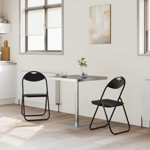 Сгъваем стол 2 pcs Черен 48 x 43,5 x 81 см Изкуствена