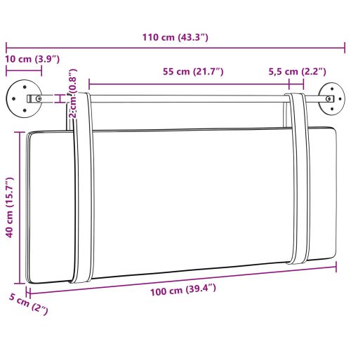 Висяща табла Едноцветен Облачно сиво 110 x 55 x 5 см текстил