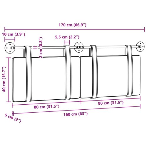 Висяща табла Едноцветен Синьо 170 x 55 x 5 см Антично PU