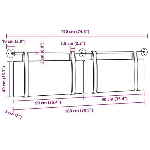 Табла за легло висяща Черен Текстил