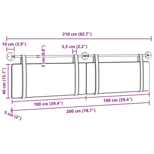 Висяща табла Монтиране на стена Розово 210 x 55 x 5 см текстил