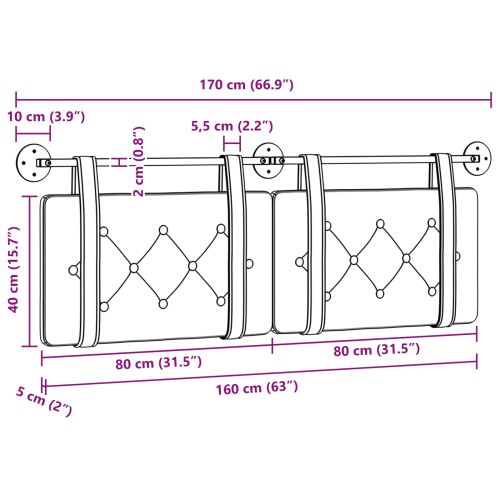 Висяща табла Монтиране на стена Крем 170 x 55 x 5 см Изкуствена