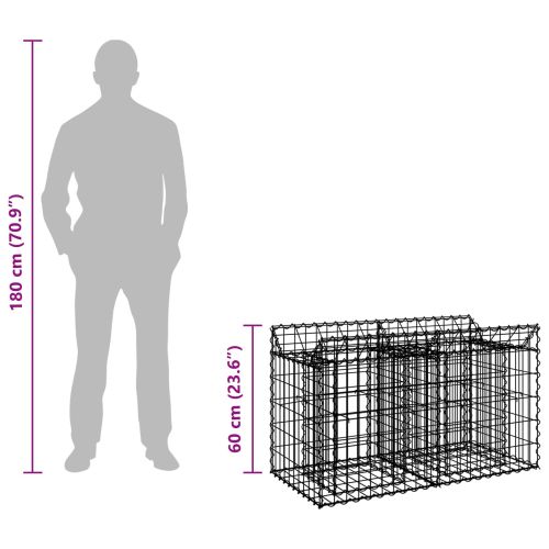 Габиона повдигнато легло Сребрист 100 x 50 x 60 см