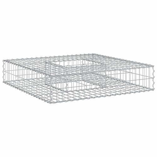 Габиона повдигнато легло Сребрист 100 x 100 x 20 cm