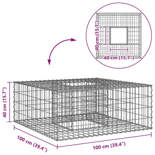 Габиона повдигнато легло Сребрист 100 x 100 x 40 cm